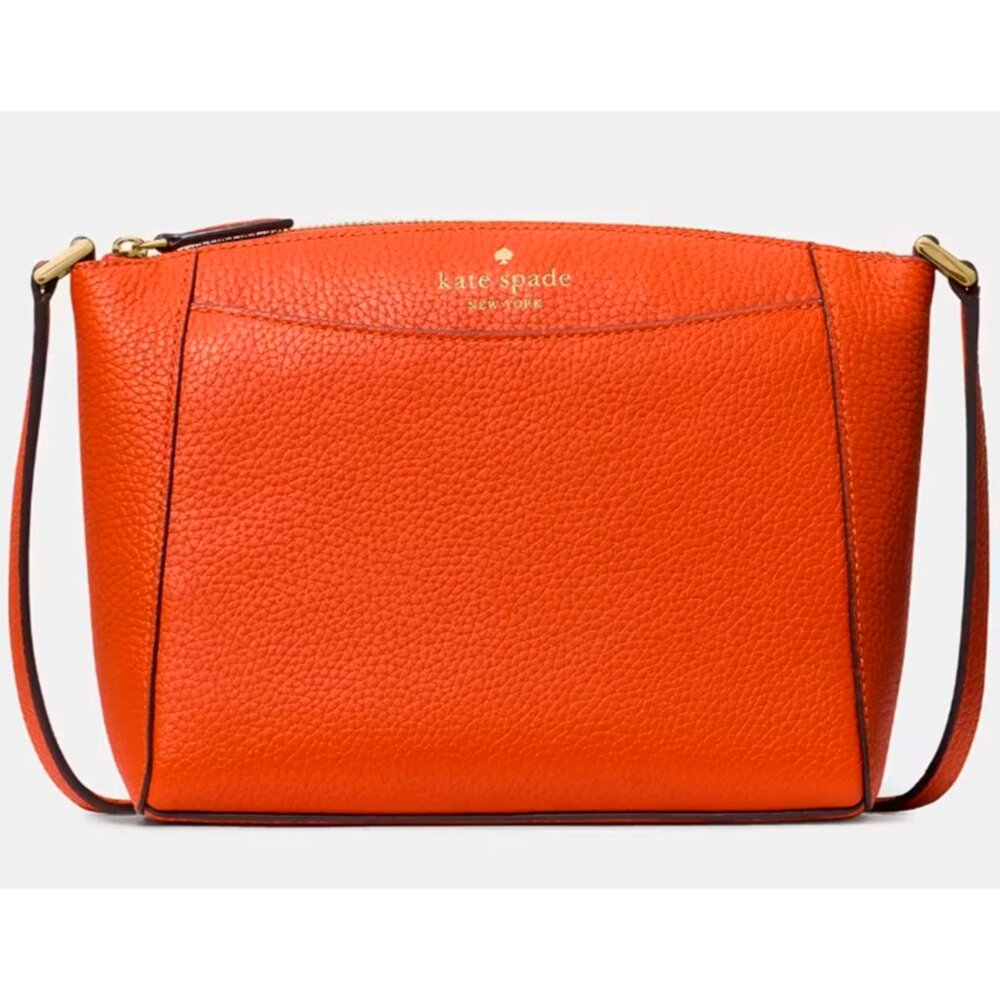 S Kate Spade Monica Crossbody Bag Dark Orange Leather Purse WKR00258 NWT $279
